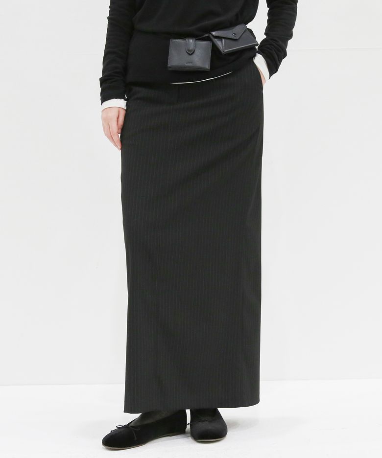 Straight Maxi Skirt - Stripe Black