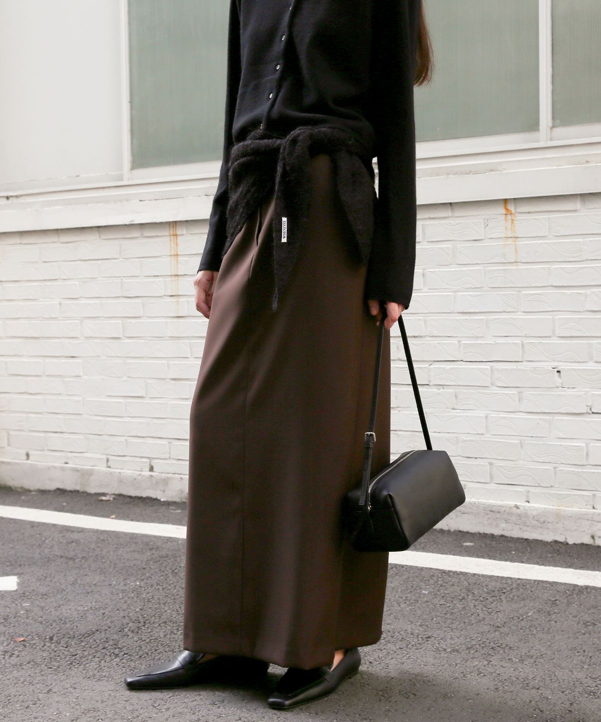 르바(LEVAR) Straight Maxi Skirt - Walnut Brown
