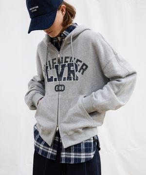 L.V.R Overlay Zip Hoodie - Melange Grey