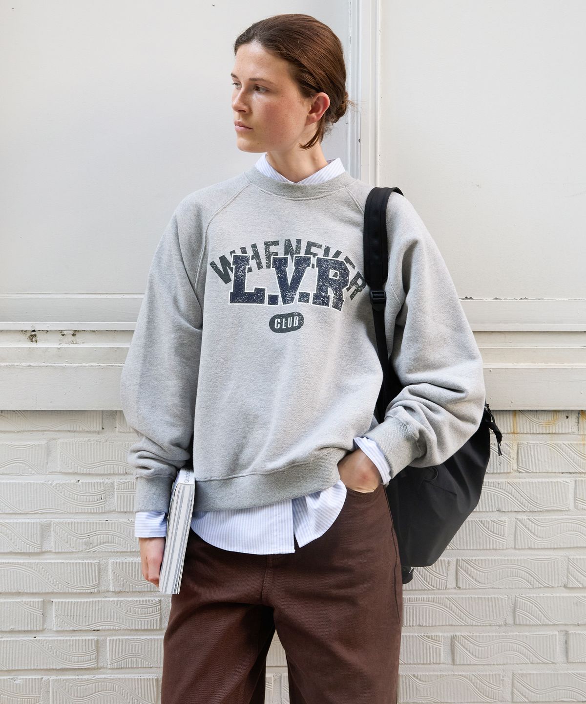 르바(LEVAR) L.V.R Overlay Sweatshirt - Melange Grey
