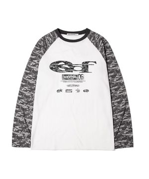 ESCF 로고 콜라주 앤드 로고플레이 카모 풀프린트 롱슬리브 블랙