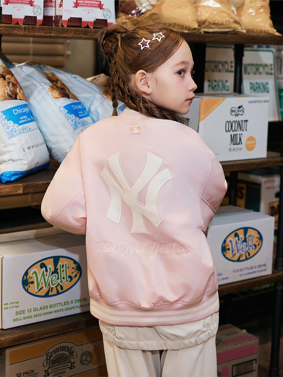 엠엘비 키즈(MLB KIDS) 스트릿 바시티 패딩점퍼 NY (Mg.Pink)