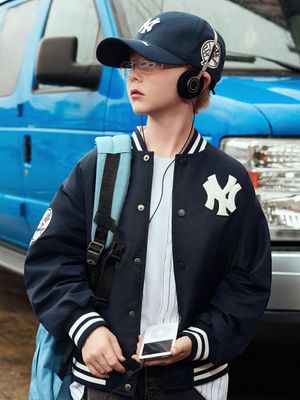 스트릿 바시티 패딩점퍼 NY (D.Navy)