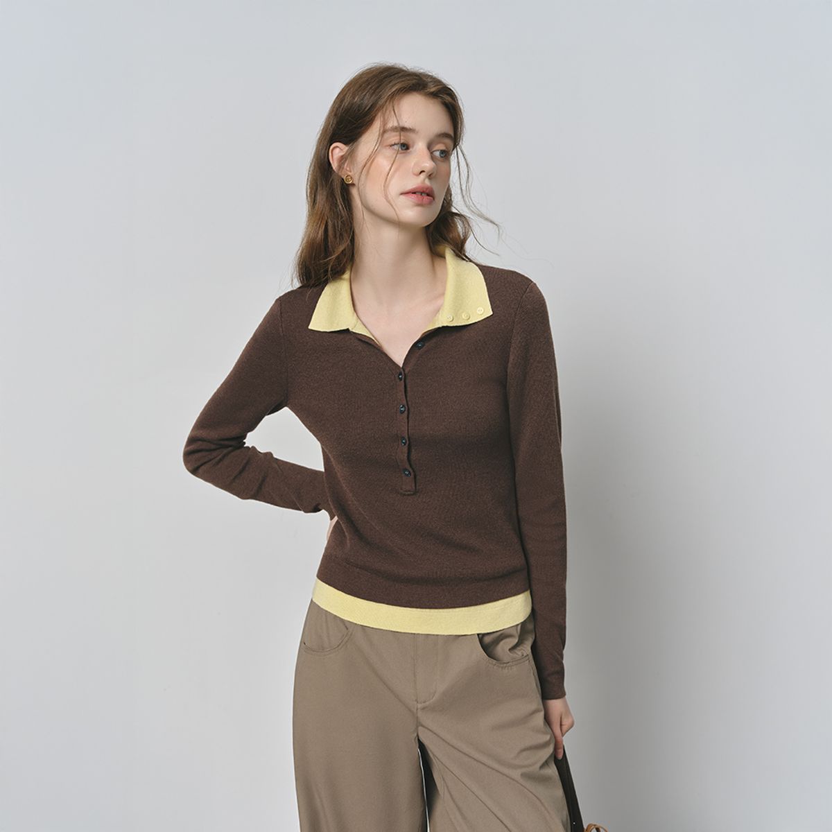 웬스데이딜라잇(WEDNESDAY DELIGHT) WD_Button fake two-piece knit top_2color