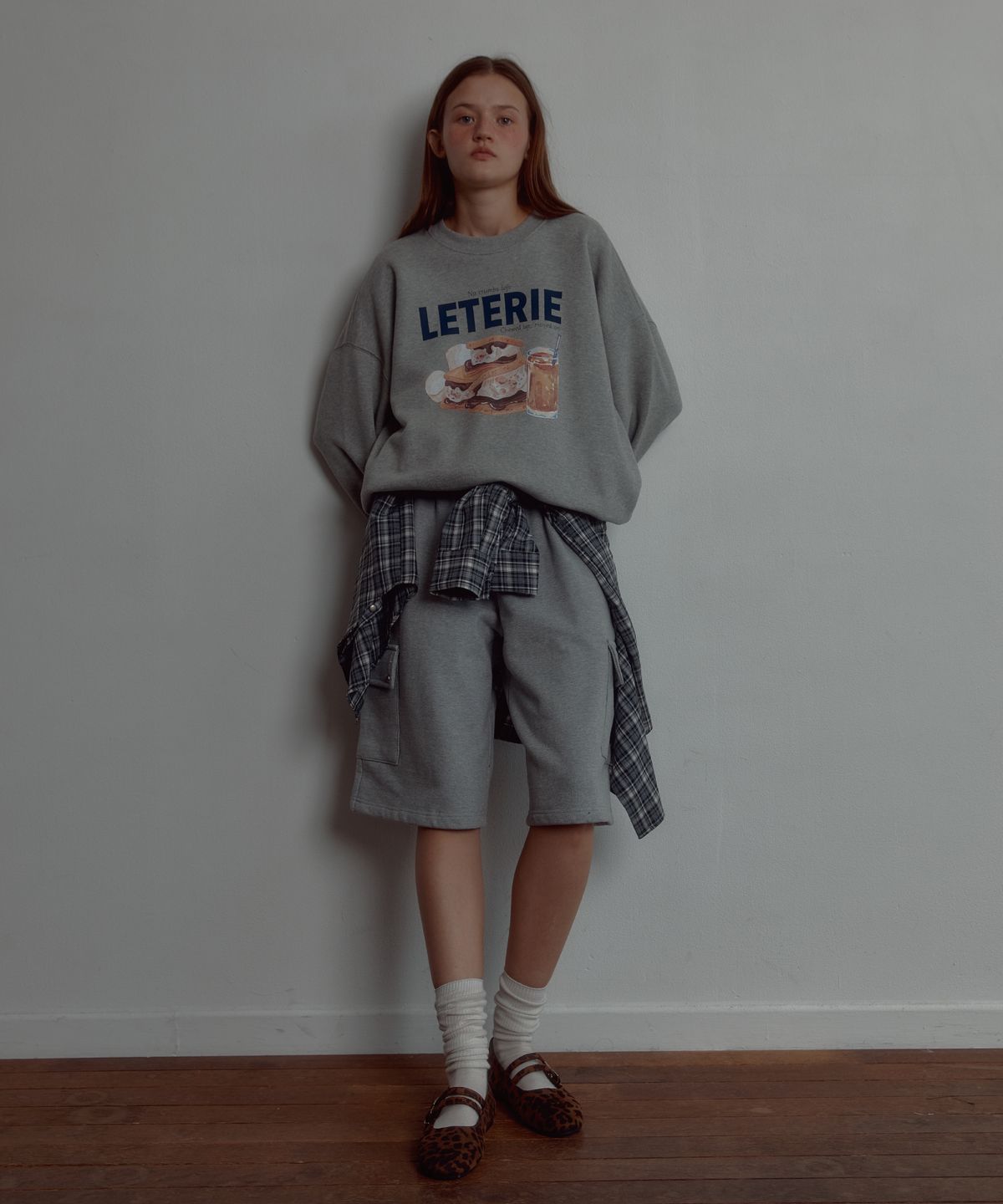 레터리(LETERIE) BERMUDA CARGO SWEAT PANTS_GREY