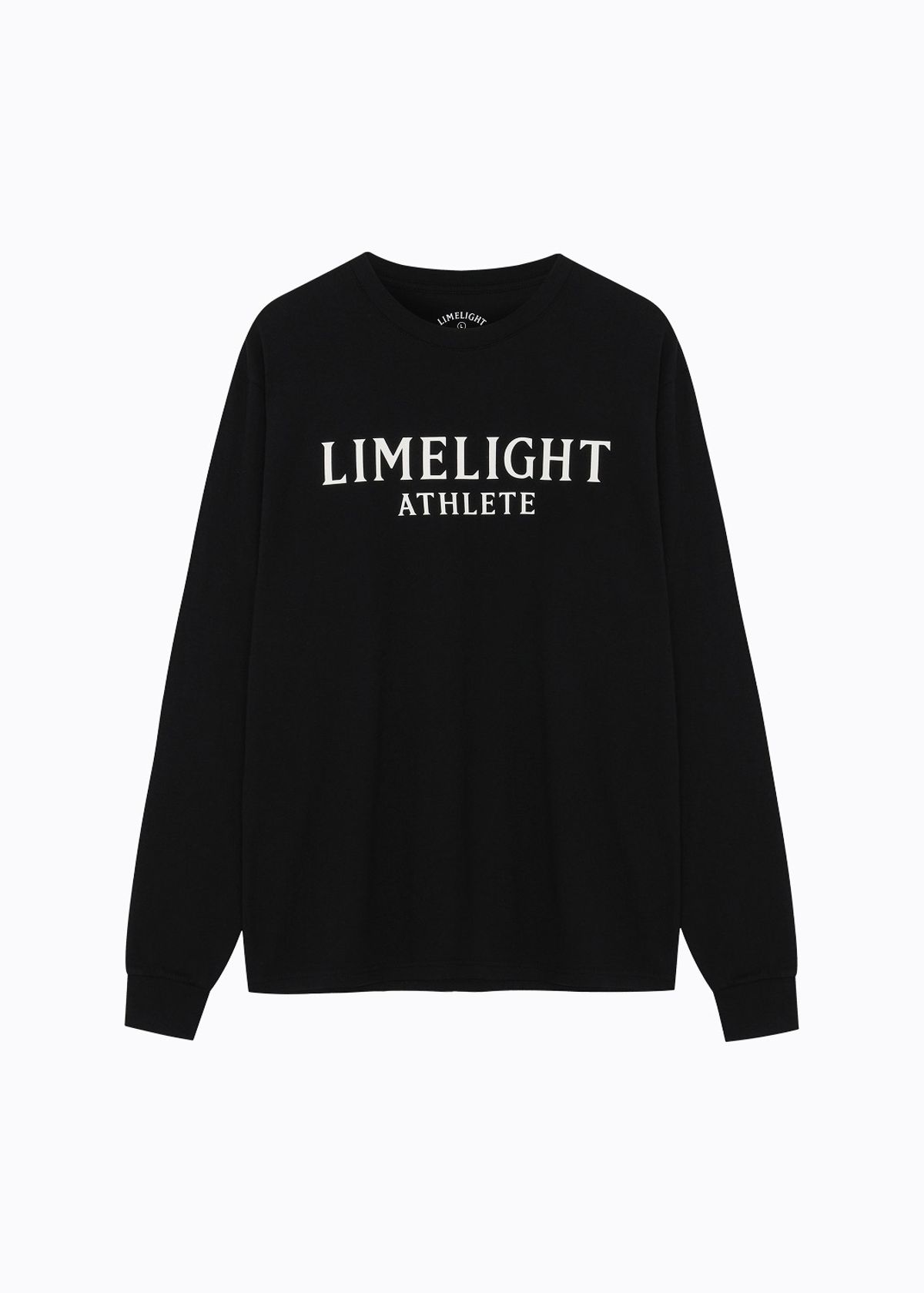 라임라잇 어패럴(LIMELIGHT APPAREL) 애슬릿 로고 롱 슬리브 티셔츠 (블랙/화이트)