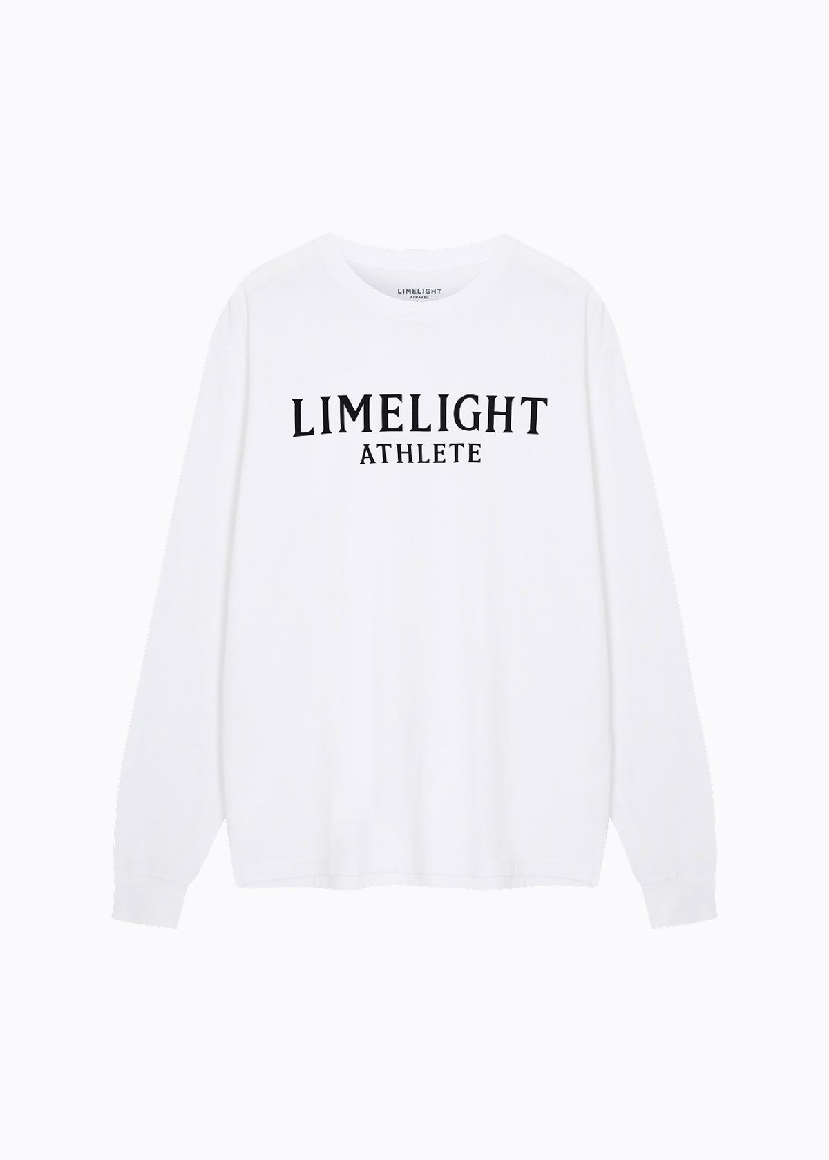 라임라잇 어패럴(LIMELIGHT APPAREL) 애슬릿 로고 롱 슬리브 티셔츠 (화이트/블랙)