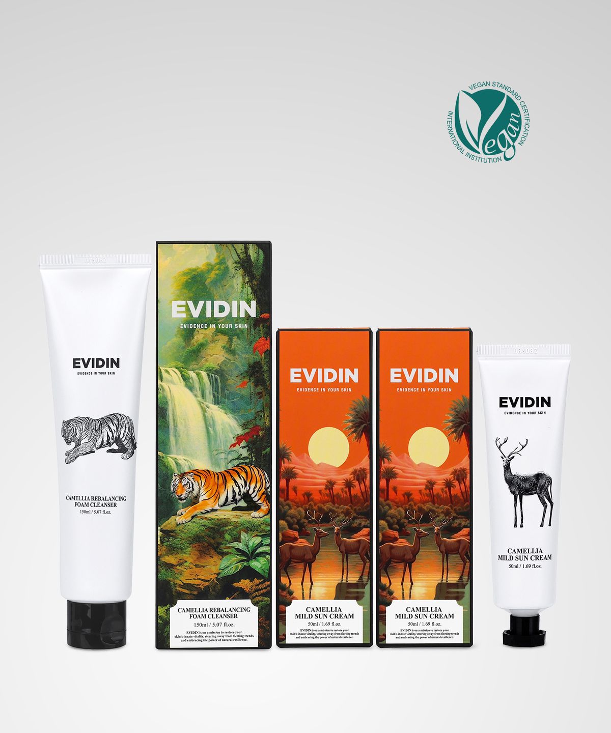 에비딘(EVIDENCE IN YOUR SKIN) 까멜리아 선케어 세트(폼클렌저 150ml+선크림 50mlx2개)