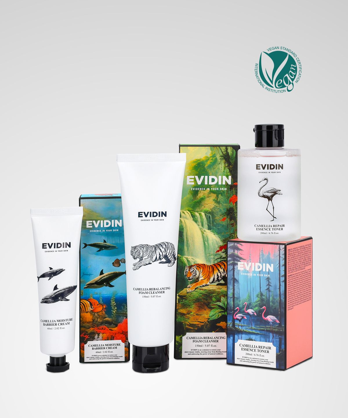 에비딘(EVIDENCE IN YOUR SKIN) 까멜리아 화잘먹 세트(폼클렌저 150ml+토너 200ml+크림 60ml)