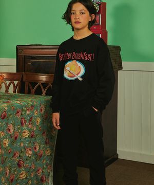 브렉퍼스트 스웻셔츠 셋업_블랙