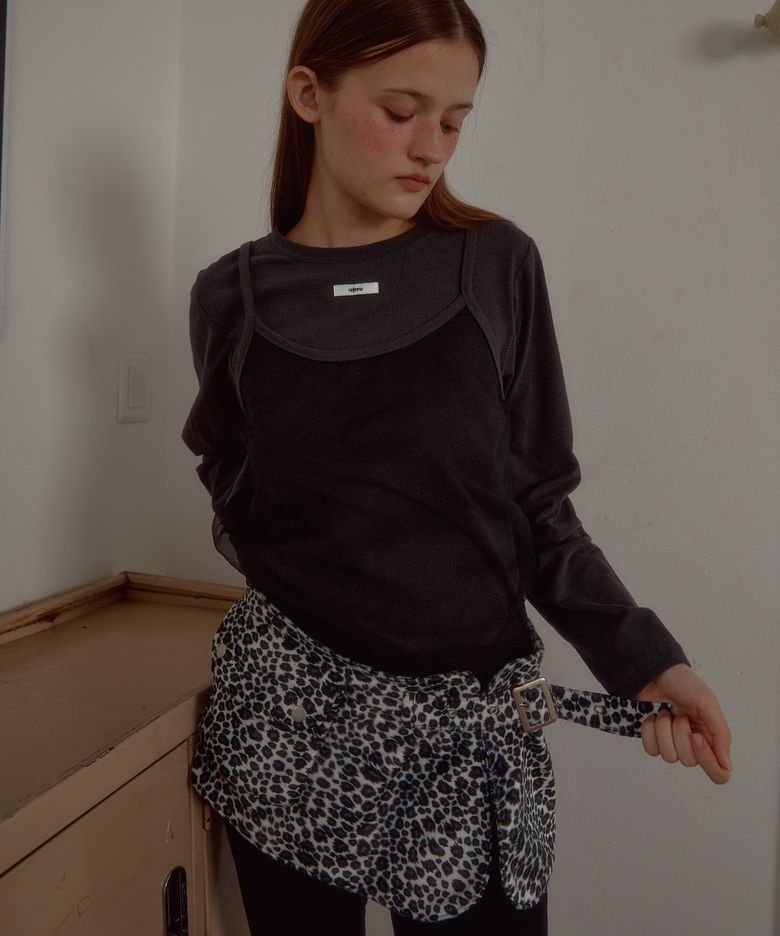 LEOPARD BELT WRAP SKIRT_IVORY