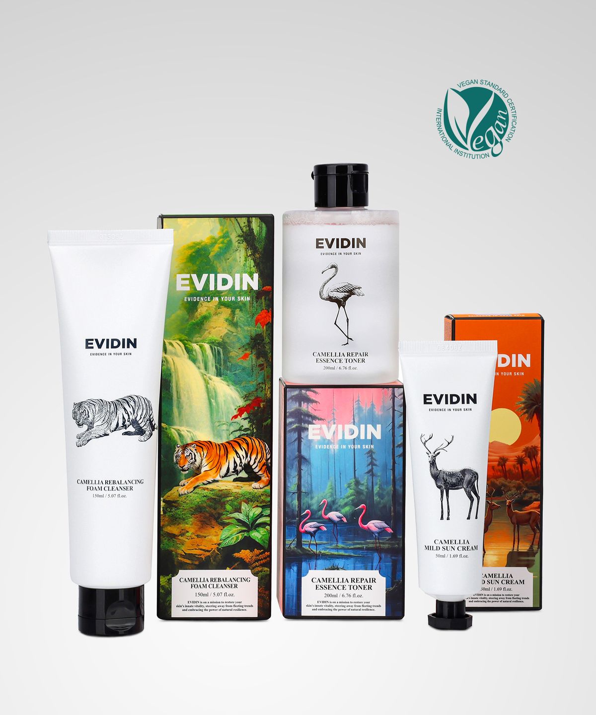 에비딘(EVIDENCE IN YOUR SKIN) 까멜리아 썸머 세트(폼클렌저 150ml+토너 200ml+선크림 50ml)