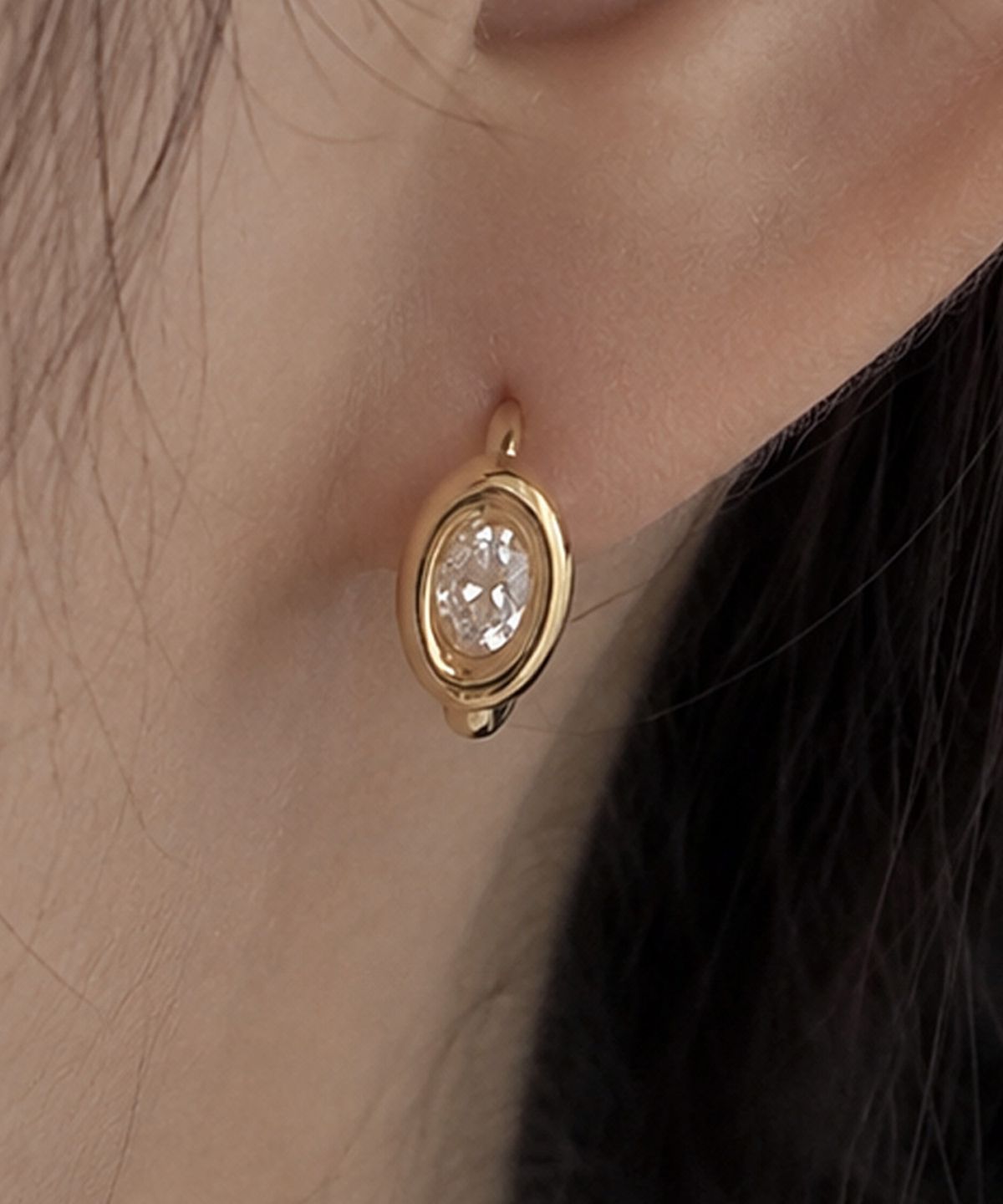 러비앤비(LOVEENB) [14K gold]  에르 오벌 큐빅 귀걸이