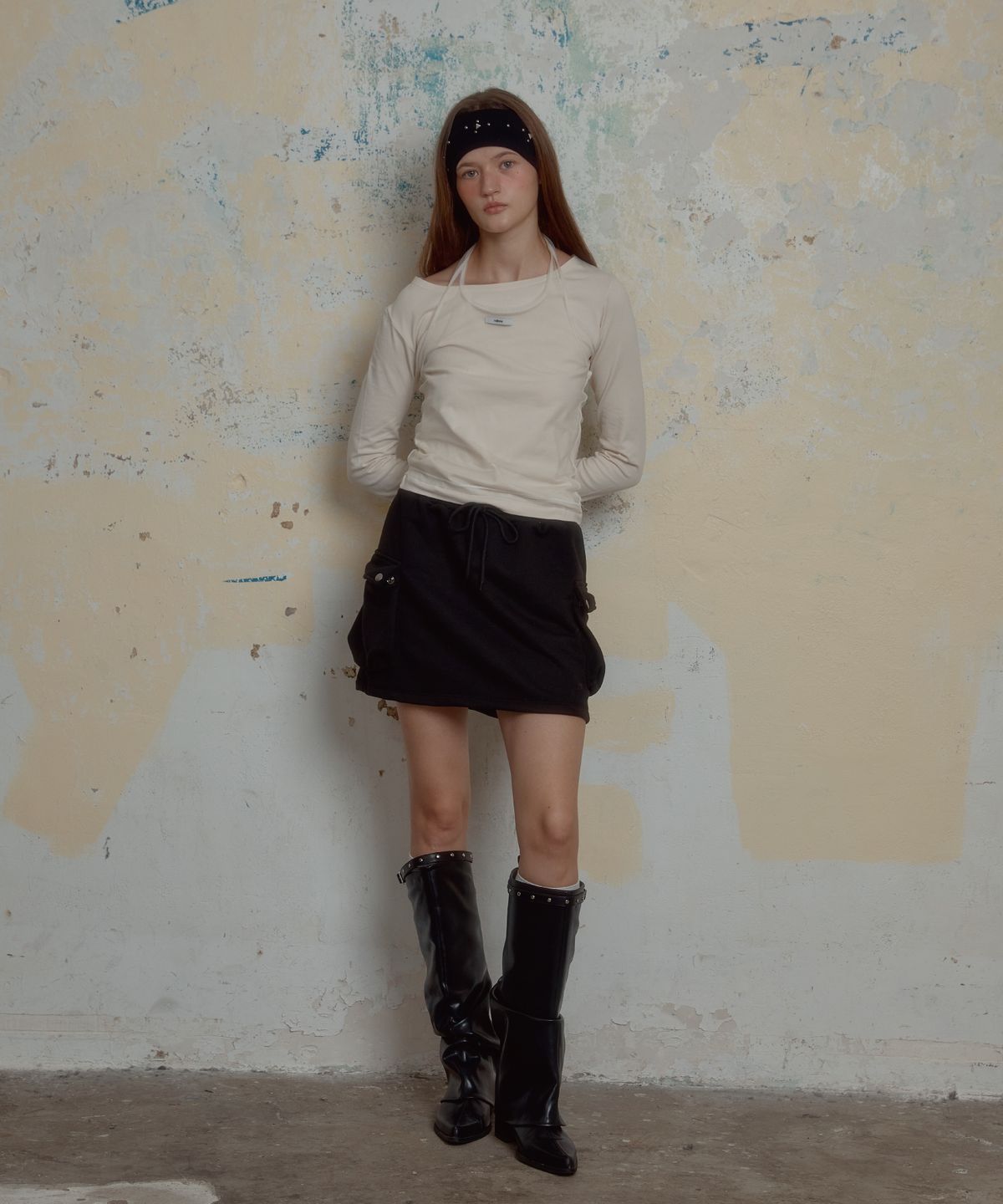 레터리(LETERIE) CARGO BANDING MINI SKIRT_BLACK