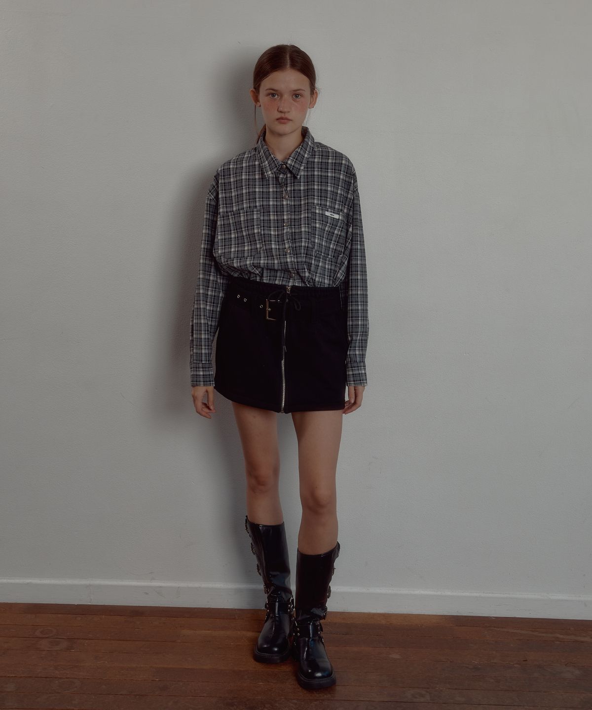 레터리(LETERIE) BELT ZIPPER MINI SKIRT_BLACK