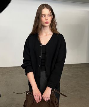 브이넥 레이어드 가디건 BK