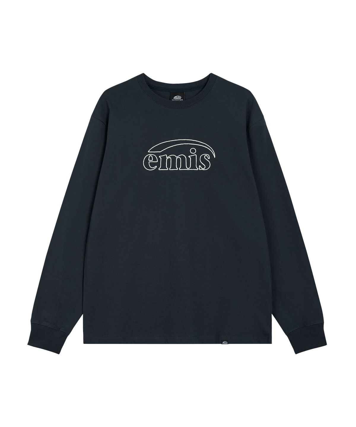 이미스(EMIS) LONG SLEEVE CHAIN STITCH T-SHIRT-NAVY