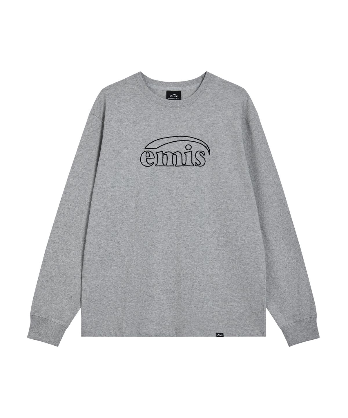 이미스(EMIS) LONG SLEEVE CHAIN STITCH T-SHIRT-MELANGE GRAY