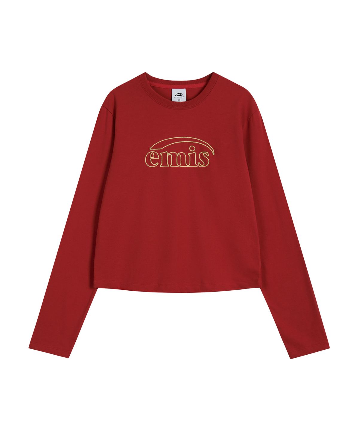 이미스(EMIS) (W) LONG SLEEVE CHAIN STITCH T-SHIRT-RED