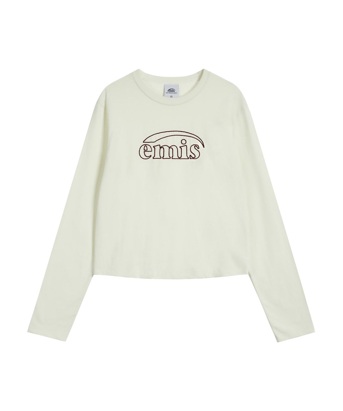 이미스(EMIS) (W) LONG SLEEVE CHAIN STITCH T-SHIRT-CREAM