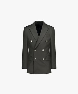 [25FW] LLF24640 카키 렌핏 풀라이닝 피크드라펠 더블 자켓