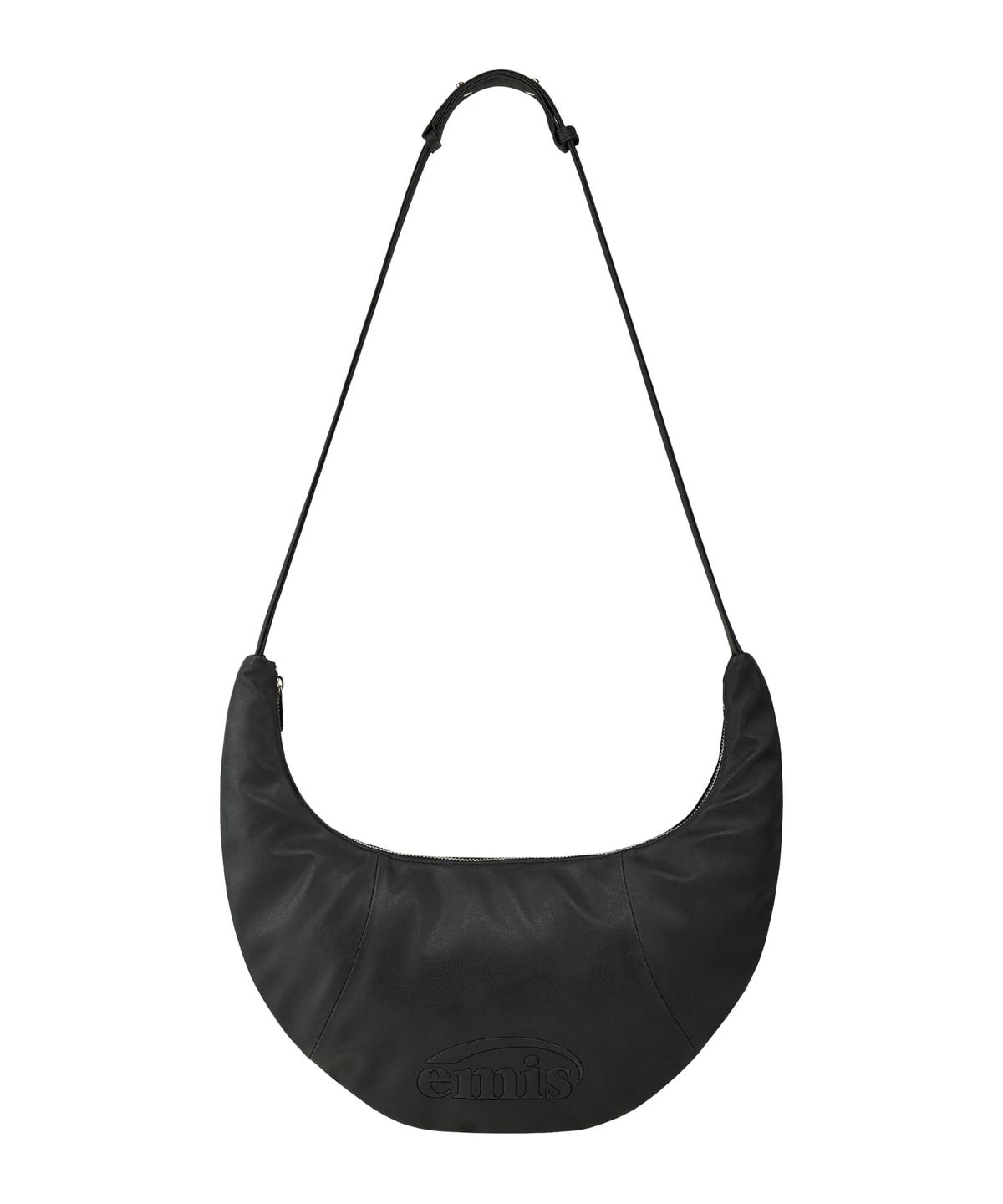 이미스(EMIS) LOGO EMBOSSED HALF MOON BAG-BLACK