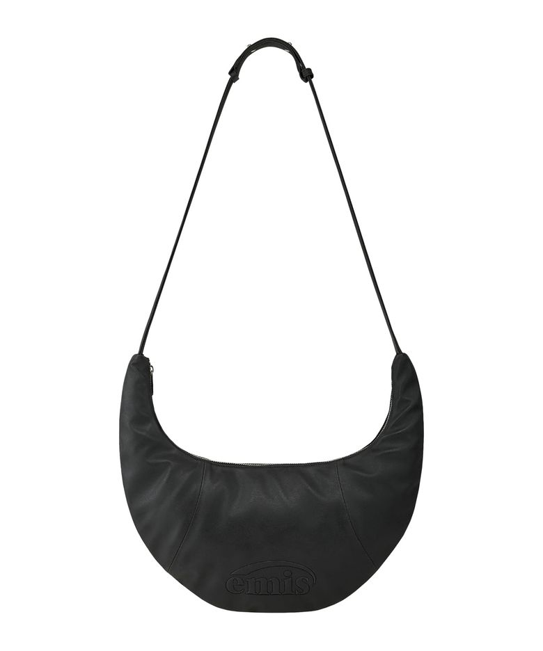 LOGO EMBOSSED HALF MOON BAG-BLACK