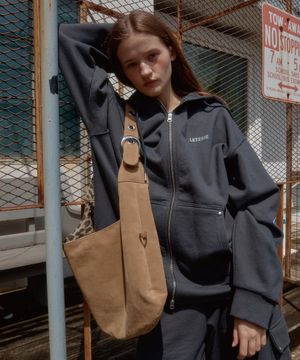 LETERIE LOGO HOOD ZIP-UP_CHARCOAL