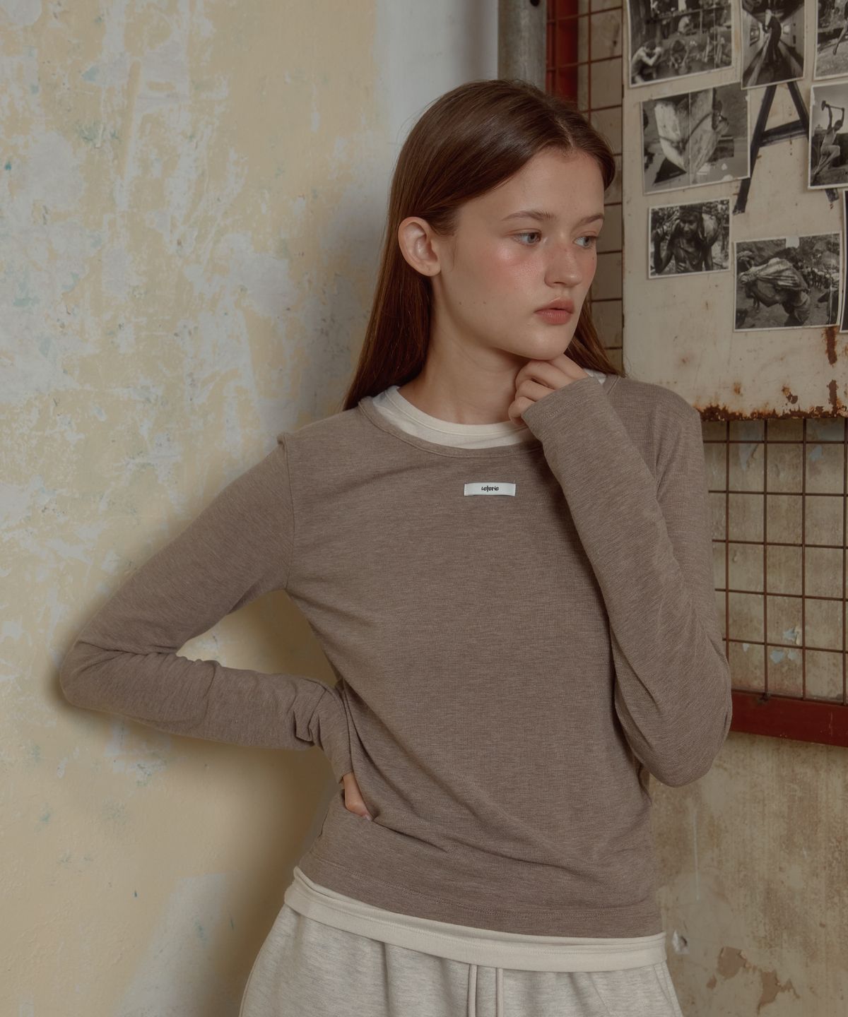 레터리(LETERIE) DOUBLE LAYERED LONGSLEEVE TEE_BEIGE