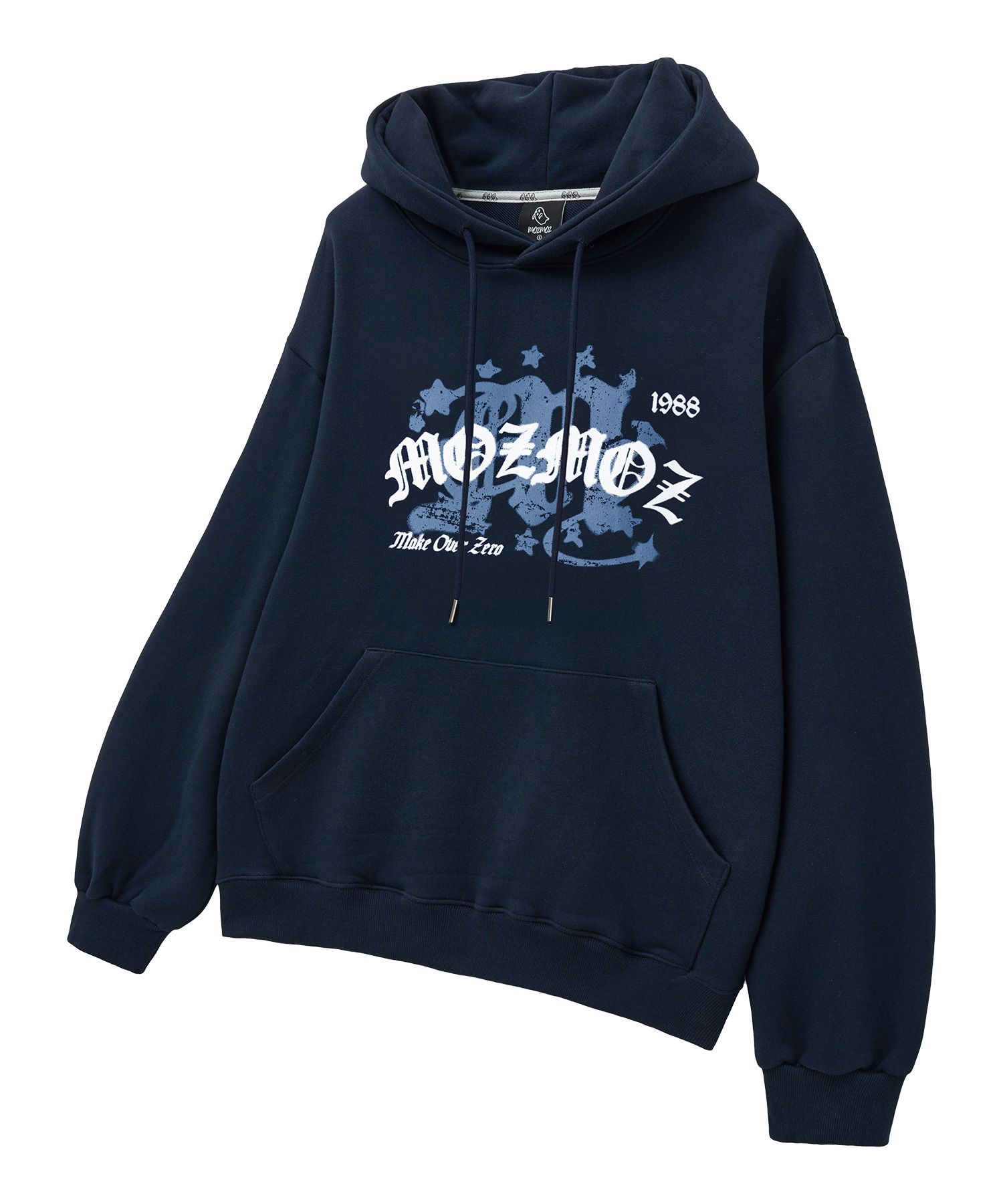 MUSINSA | MOZMOZ M-Gothic Digital Graphic Hoodie Navy
