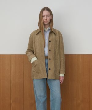 SUEDE SINGLE HALF JACKET_BEIGE
