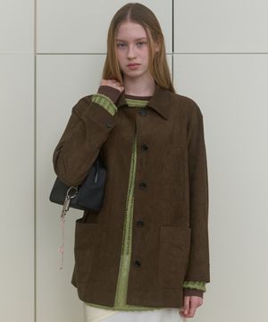 SUEDE SINGLE HALF JACKET_BROWN