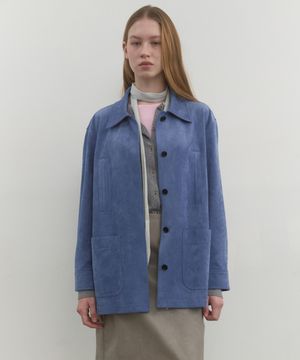 SUEDE SINGLE HALF JACKET_BLUE