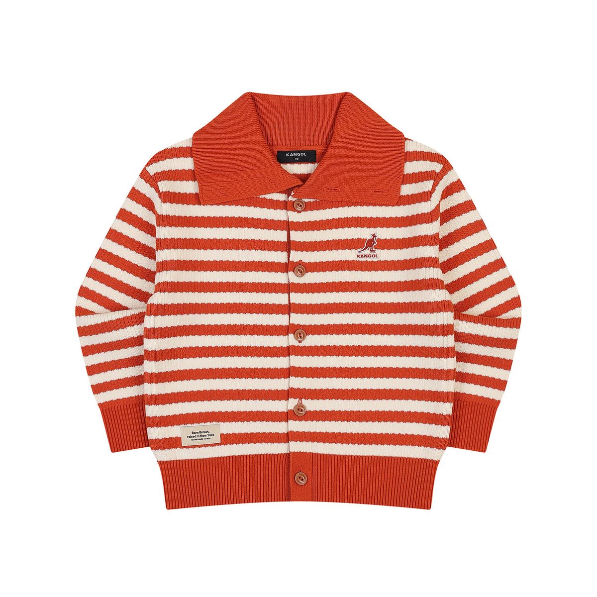 캉골키즈(KANGOL KIDS) 스트라이프 카라 가디건 RD 0103 오렌지