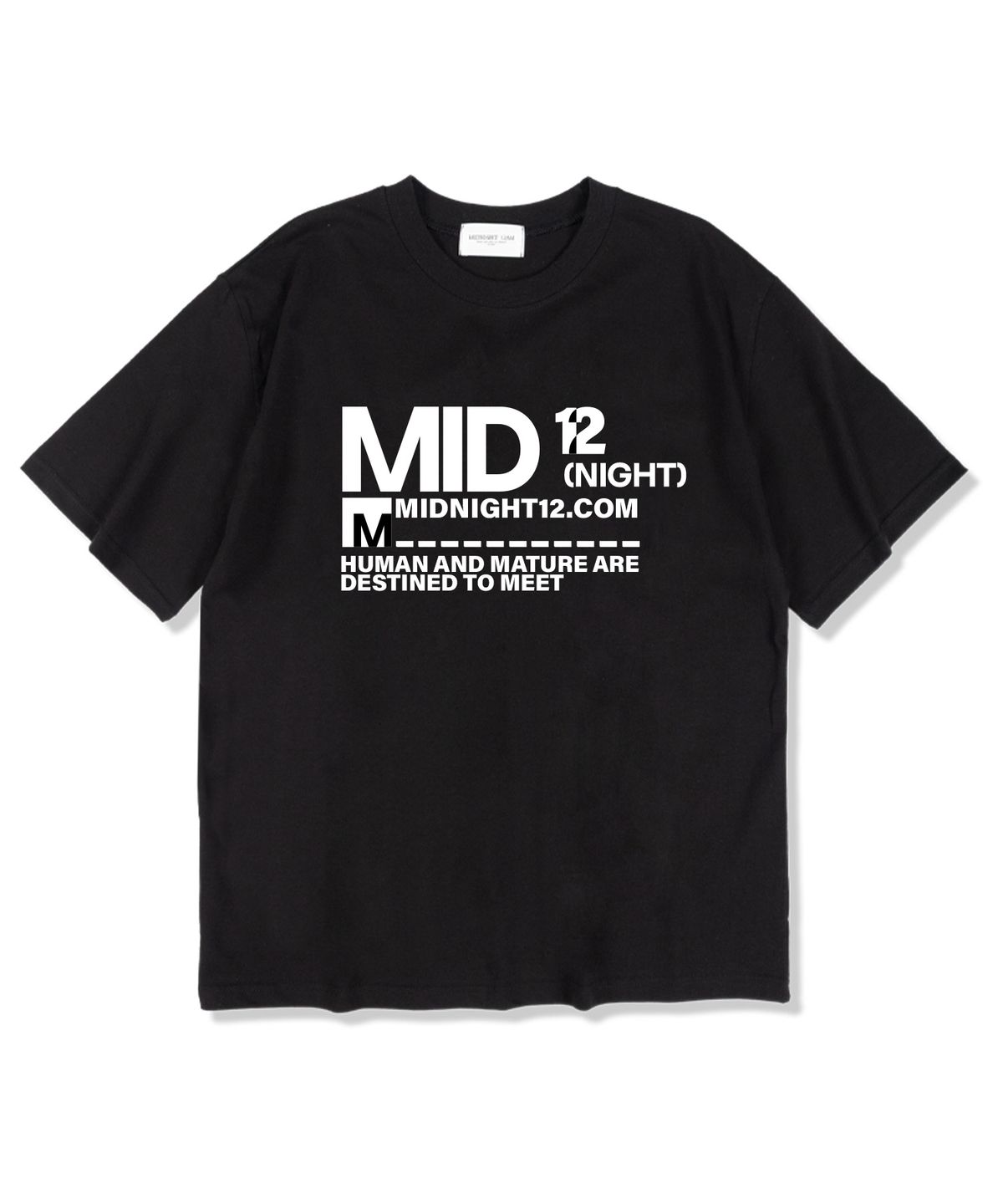 미드나잇12에이엠(MIDNIGHT12AM) MID12M 오버핏 반팔 티셔츠 블랙