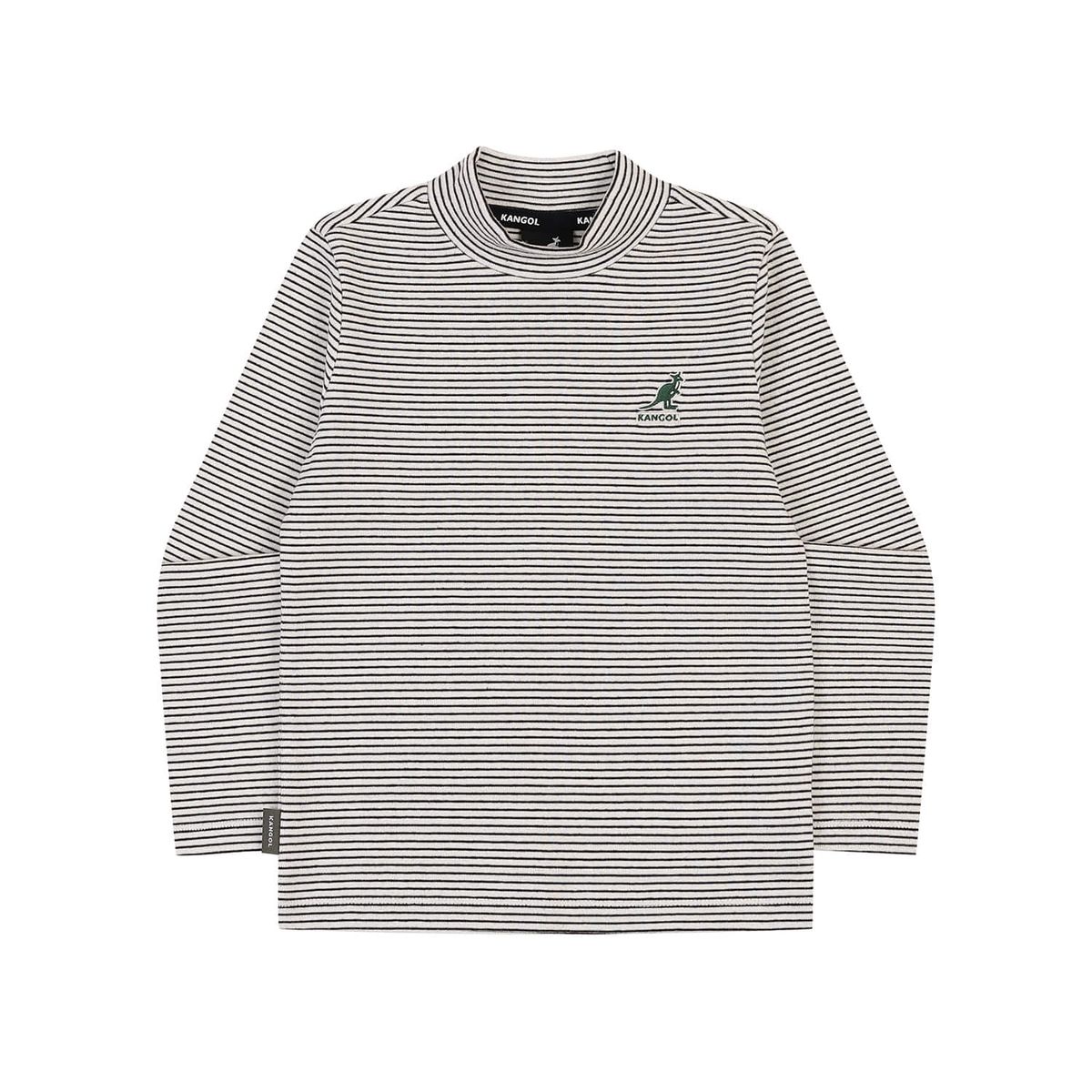 캉골키즈(KANGOL KIDS) 베이직 스트라이프 하프 터틀넥 티셔츠 RD 0001 블랙