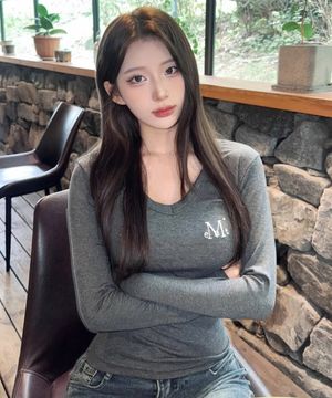 폰테사 슬림핏 브이넥 골지 티 (5컬러)