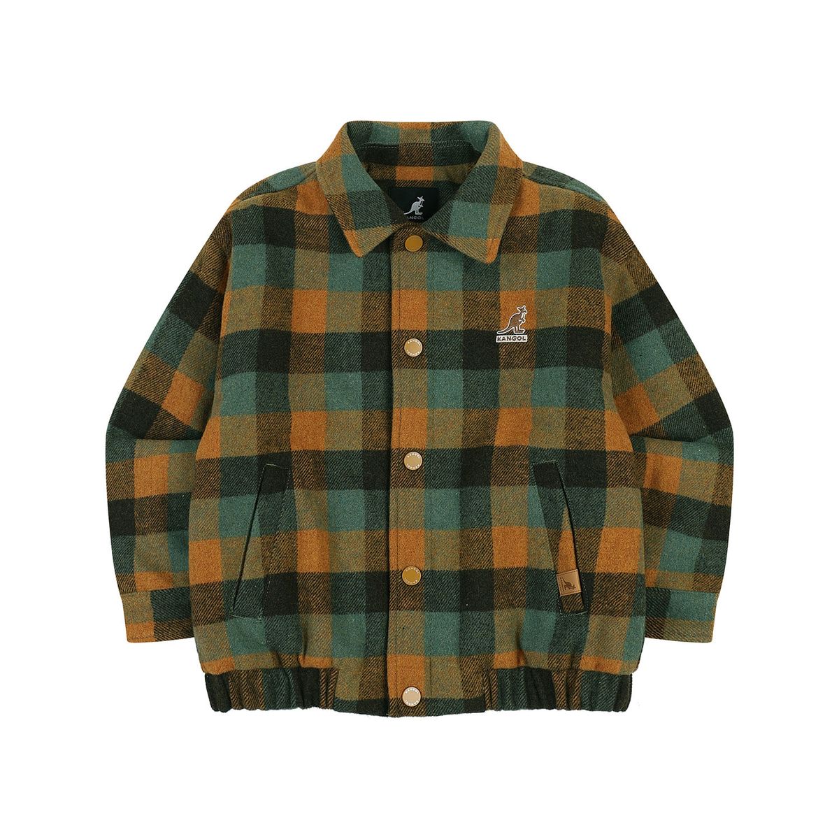 캉골키즈(KANGOL KIDS) 울 체크 패디드 점퍼 RD 0102 옐로우
