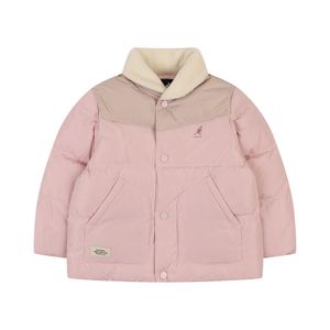 부클 카라 컬러블럭 패디드 점퍼 RD 0101 핑크