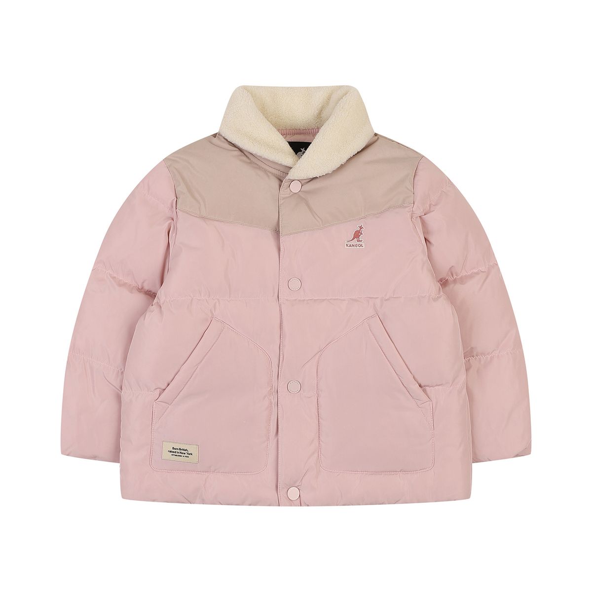 캉골키즈(KANGOL KIDS) 부클 카라 컬러블럭 패디드 점퍼 RD 0101 핑크