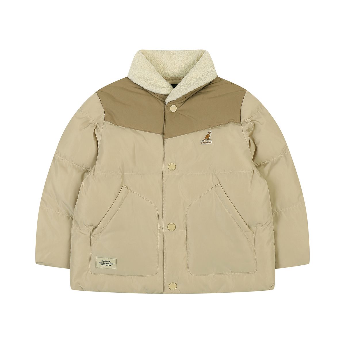 캉골키즈(KANGOL KIDS) 부클 카라 컬러블럭 패디드 점퍼 RD 0101 베이지