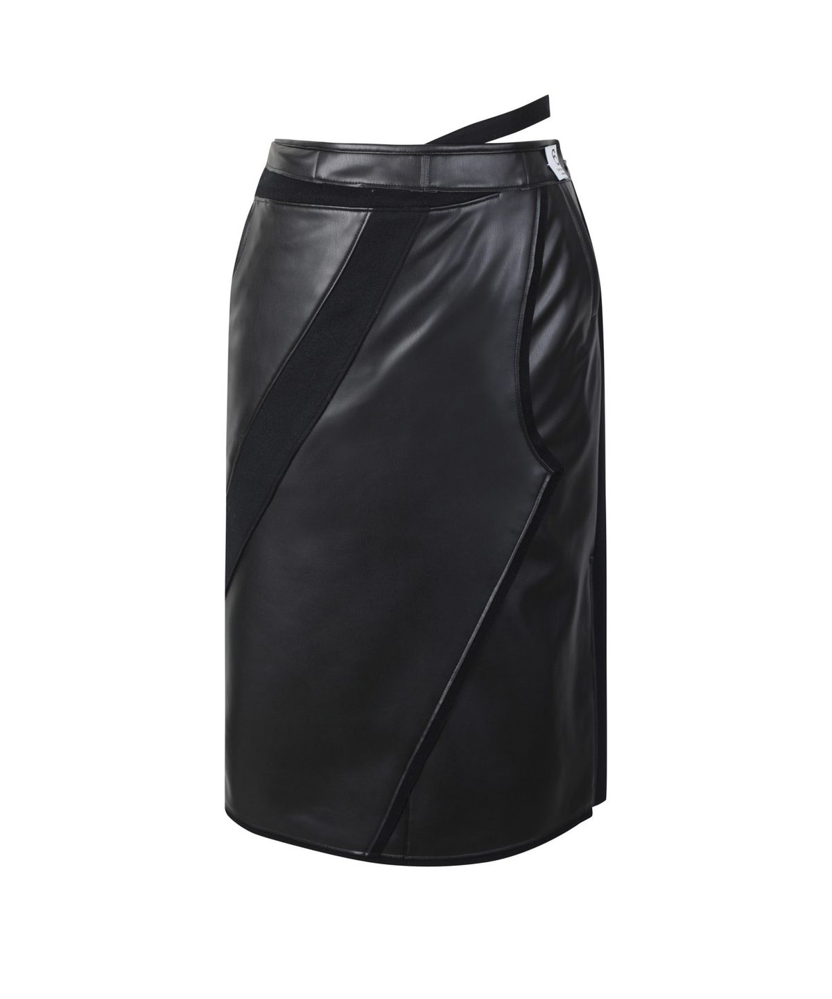 래코드(RECODE) Recycled Leather Asymmetric Midi Skirt RQKAW23405BKX