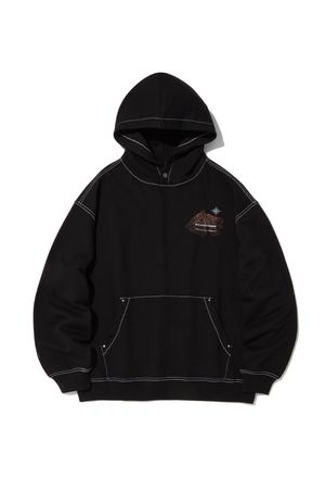 배색스티치장식후드풀오버 블랙 ANZ3TH06ABK