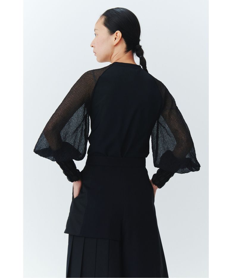 Black smocking top _RQTAS22594BKX