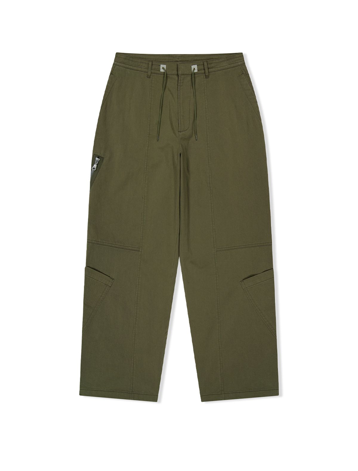예스아이씨(YESEYESEE) Paneled Multi Pocket Pants Olive