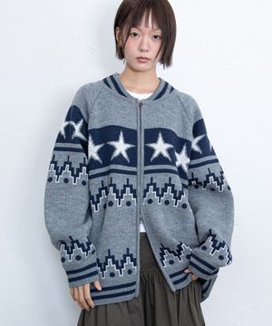 STAR COWICHAN KNIT CARDIGAN_GREY(IK2FFMK680A)