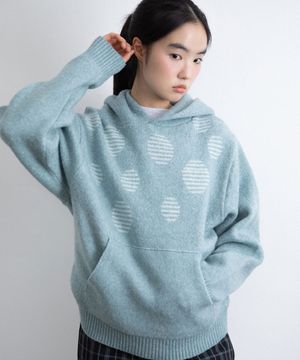 DOT KNIT HOODIE_MINT(IK2FFMK640A)