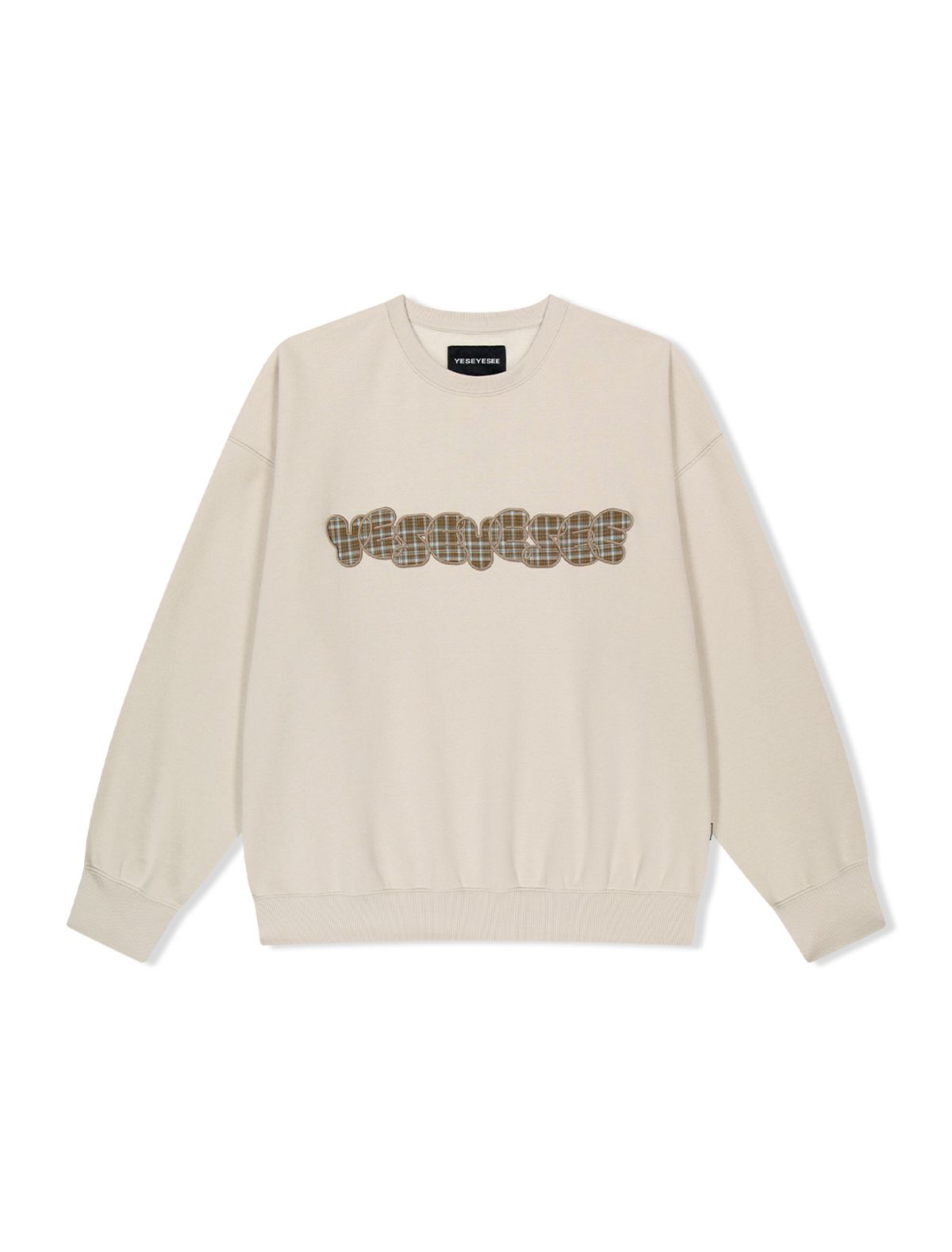 예스아이씨(YESEYESEE) Y.E.S Checkered Logo Sweatshirt Ecru