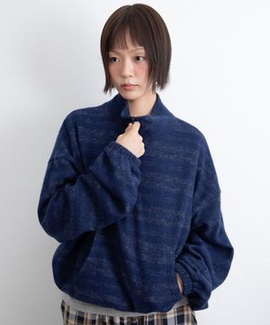 STRIPE HALF ZIP UP_NAVY(IK2FFMM484A)