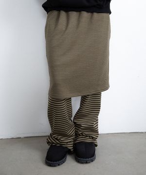 STRIPE MIDI LAYERD SKIRT PANTS_KHAKI(IK2FFFPA90A)